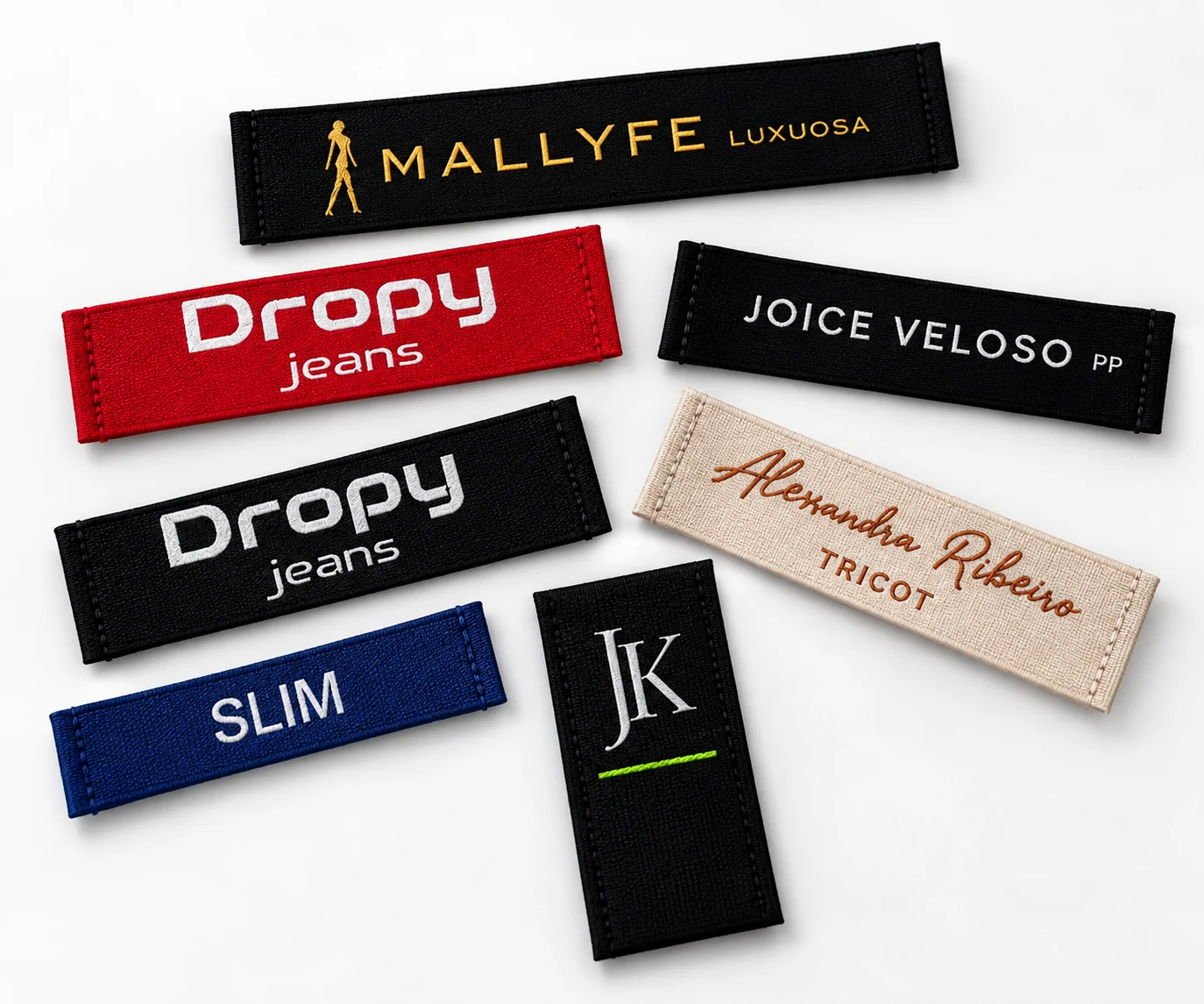 Etiquetas tecidas personalizadas para marcas de moda